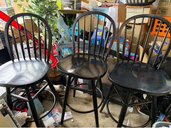 Solid wood black bar top stools with back