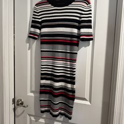 Forever 21 Black, White & Red Striped Midi Dress size large