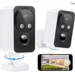 Security Cameras Wireless Outdoor Pan Rotating 180° 2K Cameras for Home Security Color Night Vision Battery 2.4GHz WiFi Camera Motion Detection Siren 