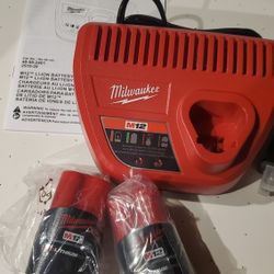 Milwaukee M12 CP2.0 (2) Batteries and Charger