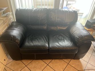 Black Faux Leather Loveseat