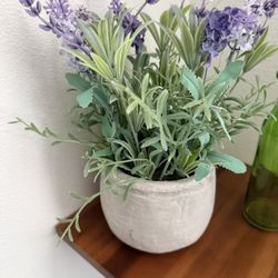 Faux Lavender Plant in Cement pot / Home decor