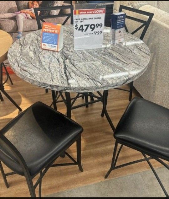 5 Pieces Black Dining Table Set 