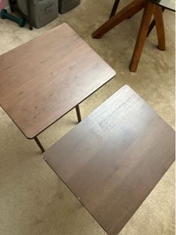 Set of 2 Wooden Folding TV/Tray Tables – Sturdy & Space-Saving - $12