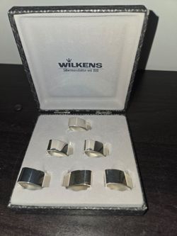 Silver Plated Napkin Ring Set, Wilkens Boxed Set of Six Germany