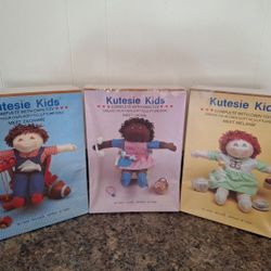 1984 Kutesie Kids - Jackie, Melanie, Zacharie Sculpture Doll Kits. NEW Vintage