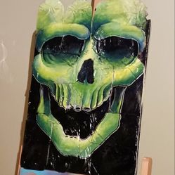 Skull Painting Done Over Crushed Spray Cans By Original Artist. 24" X 16" Graffiti Street Art Modern Contemporary Call It What You Want - Canvas