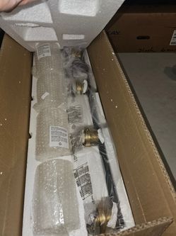 Island Lights for Kitchen, 4-Light Farmhouse Dining Room Light Fixtures Over Table, Matte Black and Gold Linear Chandeliers 