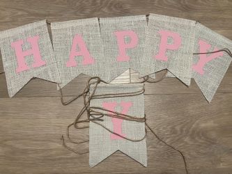 Burlap Happy Birthday Banner