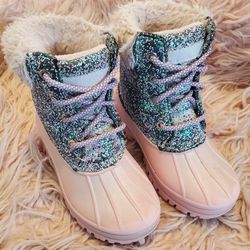 Girls Pink Stylish Snow-Rain Boots -  Size 11
