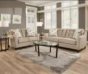 Tan Sofa & Loveseat - Avalon Tan Couch 2 Piece Combo