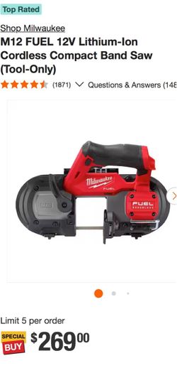 New - M12 FUEL 12V Lithium-Ion Cordless Compact Band Saw w/ 2 Batteries & Charger