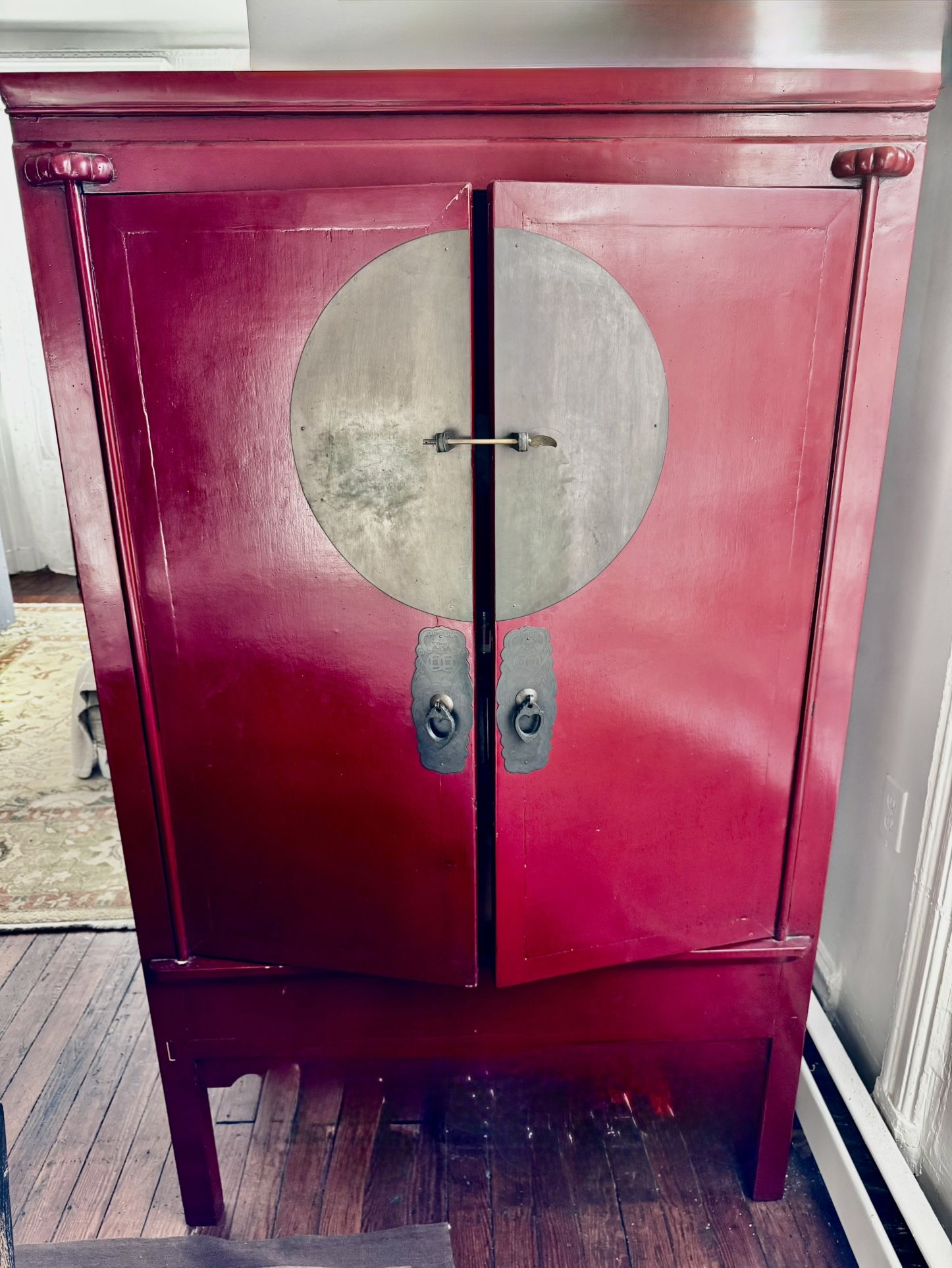 Chinese Red Lacquered Cabinet