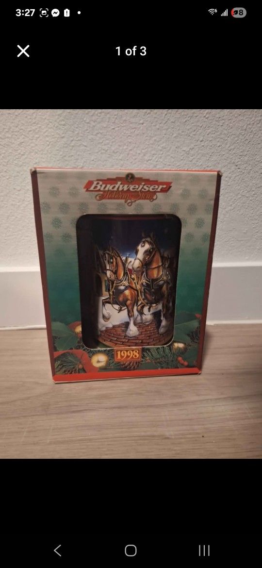 Vintage 1998 Budweiser Christmas Holiday Stein Mug
