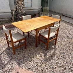 Mid-Century Modern Teak Dining Set (Table & 4 Chairs)