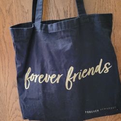 Forever 21 Black Tote with Gold "Forever Friends" Script