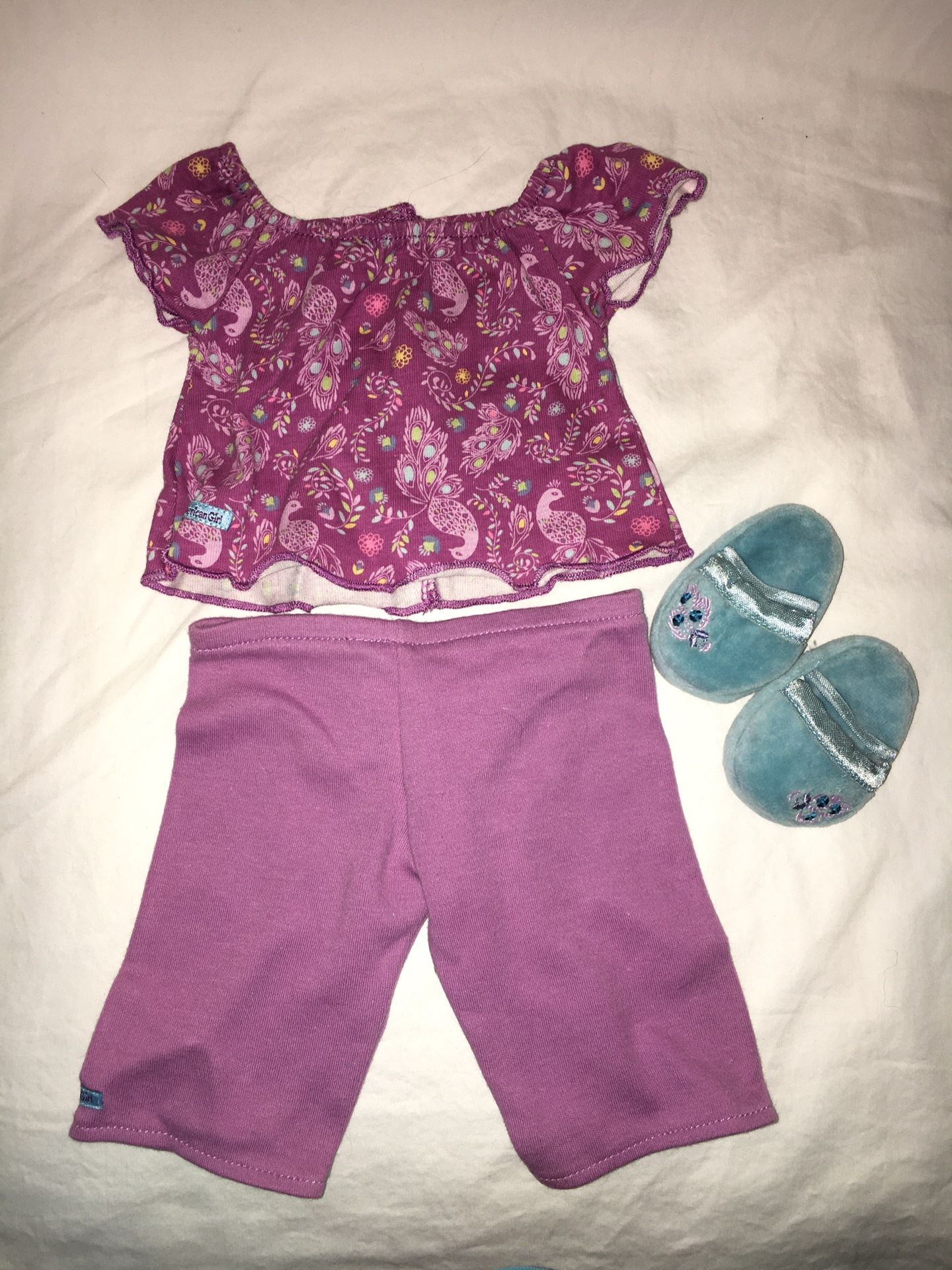 American Girl Doll Purple Peacock Pajama Set