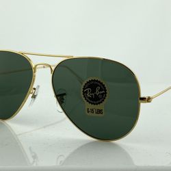 Ray Ban Classic Aviator Sunglasses in Gold with Green Lens