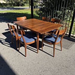 Kipp Stewart for Drexel "Declaration" Dining Table + Six Chairs
