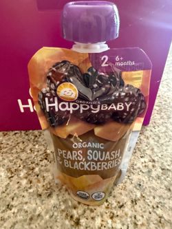 Happy Baby Clearly Crafted, Stage 2 Pears, Squash & Blackberries Organic Baby Food, 4 oz. Pouch 8 packs