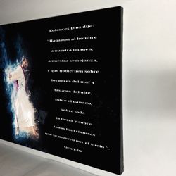 Canvas wall decoration 30”x42”. Brand new we can make it in different sizes, from 4.5”x4.5” to 30”x66”, Wood frame and sprayed with glossy clear coat