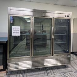3 Door Stainless Steel With Glass Door Refrigerator Commercial Grade 