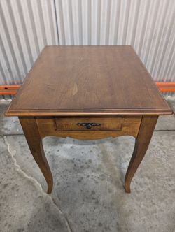 Traditional Brown Wood Side Table with Storage Drawer