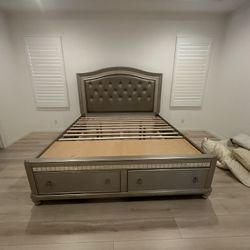 King Size Bed Frame W/ Shelf