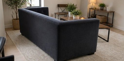 Albany Tufted Velvet Tuxedo Sofa – Modern Dark Gray Couch (Parker Style)