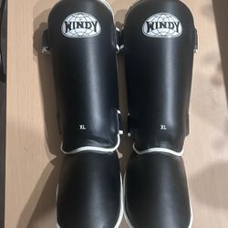 Windy Leather Shin Guards XL – Rare Handmade Thailand Model – Excellent Condition