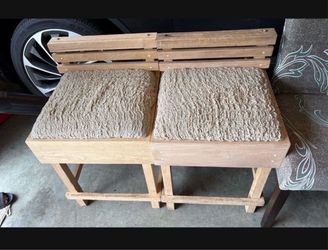 Wooden Stools with Cushions – Set of 3