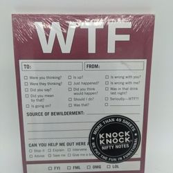 Knock Knock WTF Nifty Notes 4” x 5.25” 50 Sheet Notepad New