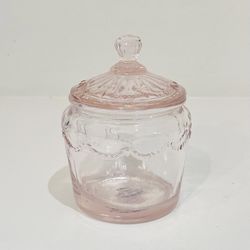 Vintage Pink Depression Glass Mayfair Cookie Jar, Biscuit Jar