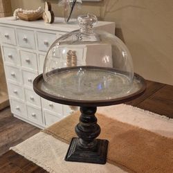 Farmhouse/ Rustic Dessert Stand W/ Cloche 