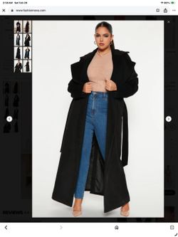 WOMEN’S  BLACK FULL LENGTH WRAP MAXI COAT.    SIZE 1X (US 14-16)-NEW, NEVER WORN
