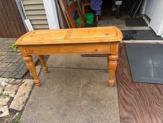Vintage Wooden Pine Side Table with Colonial Legs, 52 long, 18 deep, 30 hi, $20