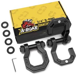 A-BOAR D-Ring Separate Shackles, 2Pack, 3/4" D-Ring Shackles 7/8" Pin, 57320lbs Breaking Strength, Heavy Duty Forged Steel, D-Ring Towing Winch Shackl