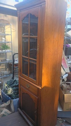 Wooden Corner Cabinet with Glass Door