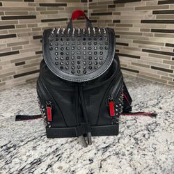 Christian Louboutin ExploraFunk Studded Black Red Backpack / Crossbody Bag