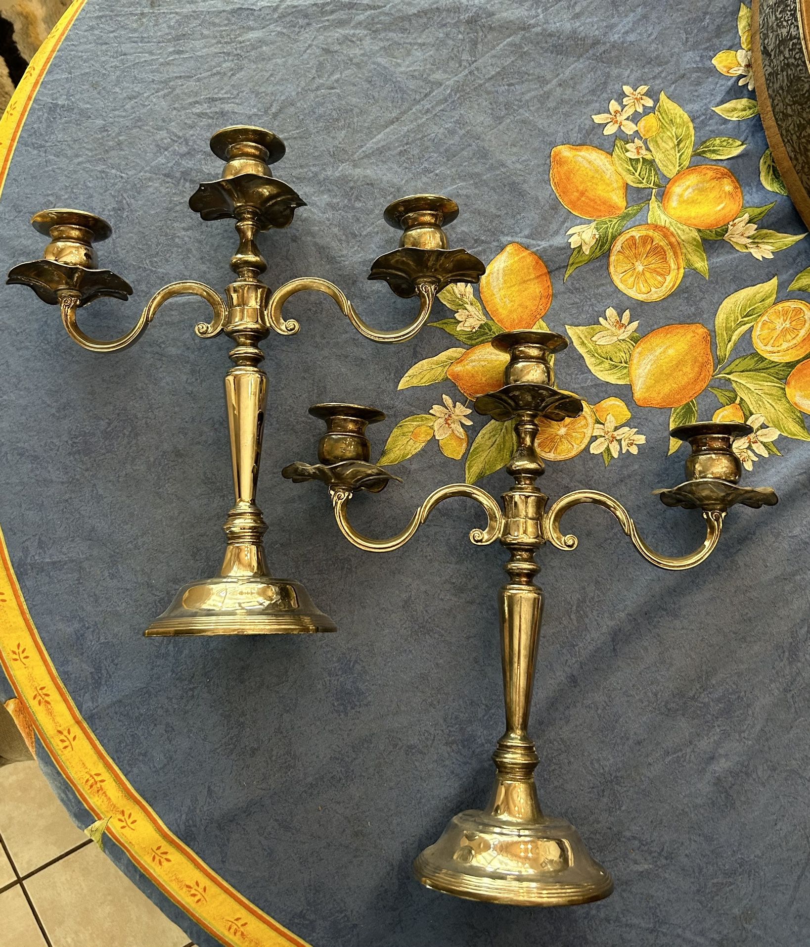 Large Vintage Silver Plated Candelabras Set of 2