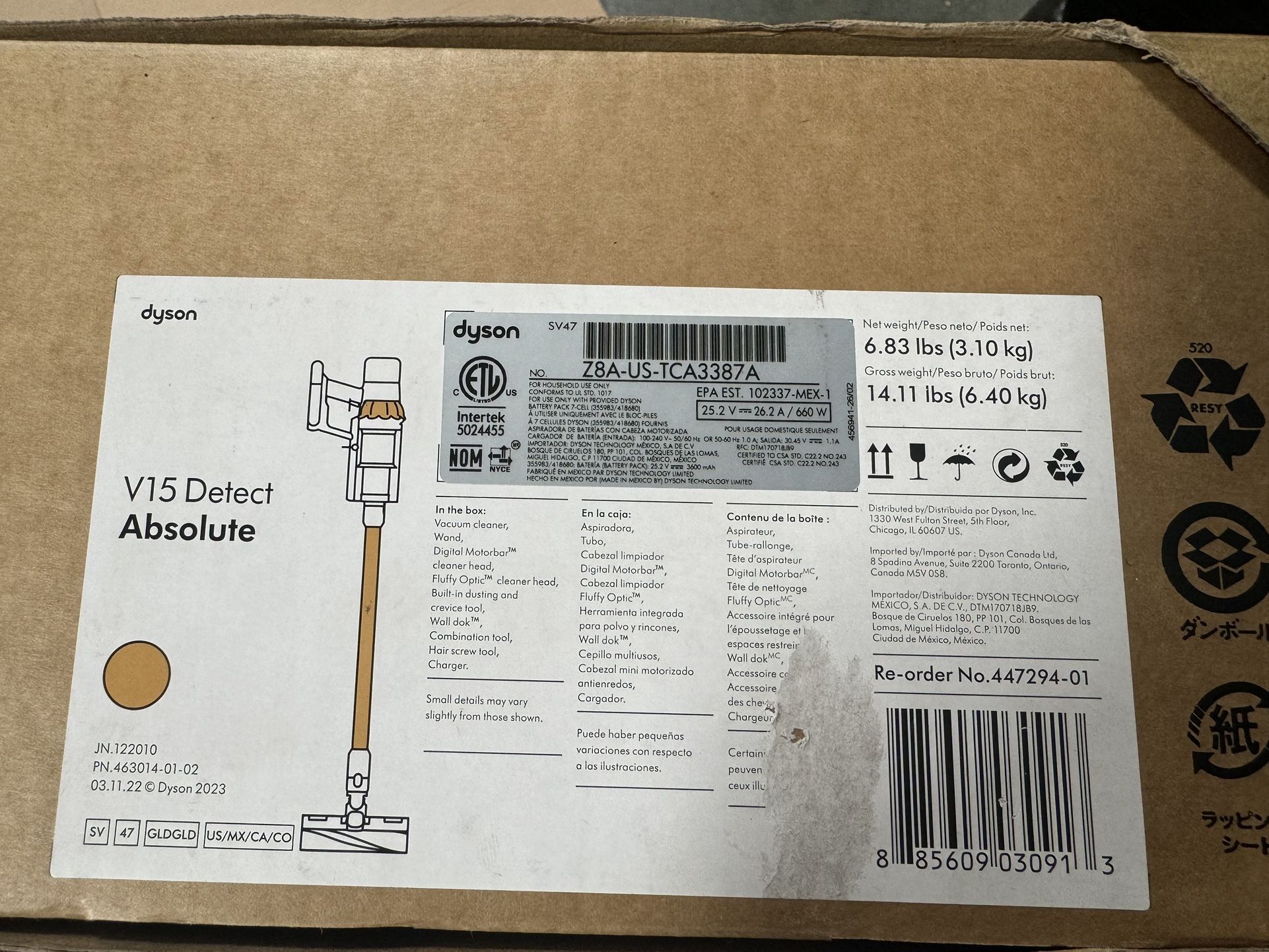 Dyson V15 Detect Absolute Vacuum New 