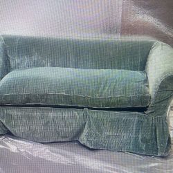 Upholstered Sofa With Green Cover