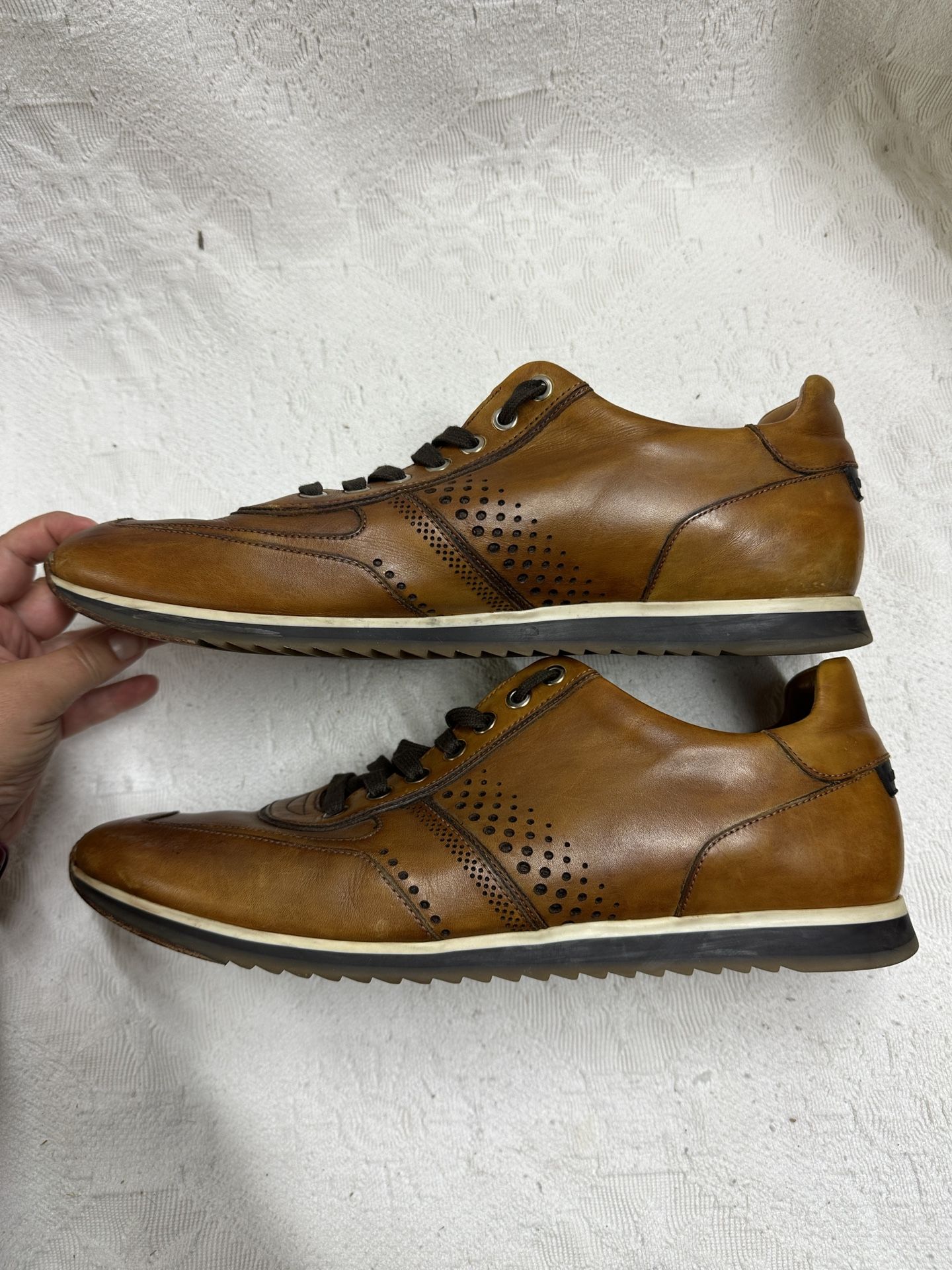 Magnanni Brown Cristian Dress Sneakers Leather Made in Spain Style 15745 Size 12
