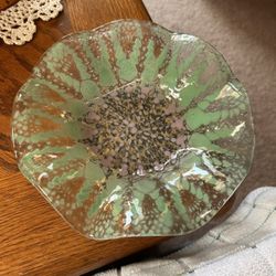 Vintage - Recycled Glass - Wavy Bowl - Turquoise and Pink