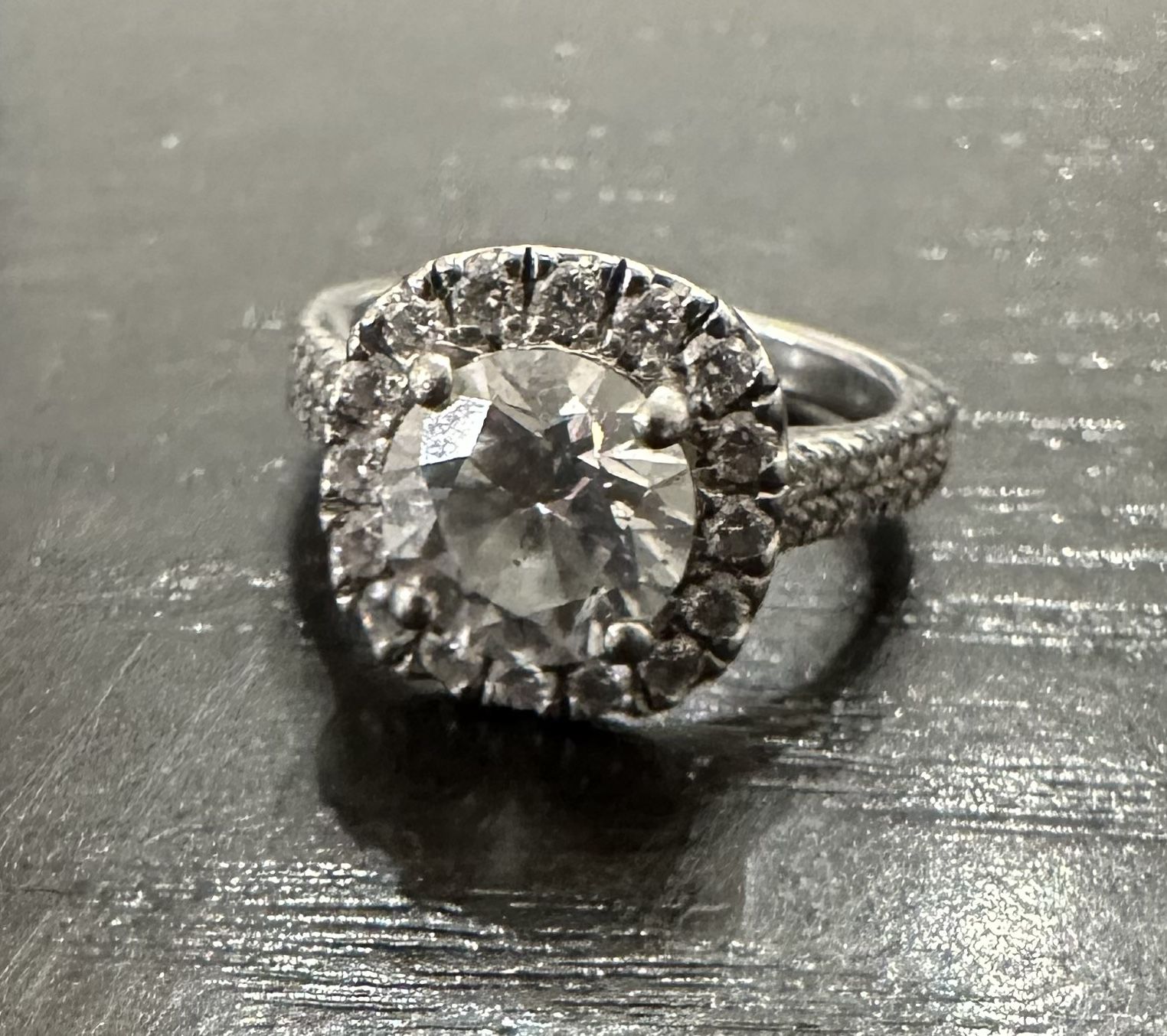 1.67 Carat Platinum Engagement Ring Size 4.5 