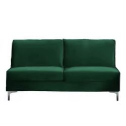 New Modern Green Velvet 60” Sofa With Chrome Legs