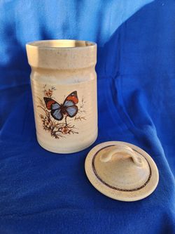 10' Vintage Treasure Craft butterfly ceramic canister