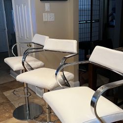 Heavy Base Height Adjustable Leather Bar Stools