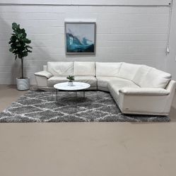 Cream Natuzzi Leather Sectional