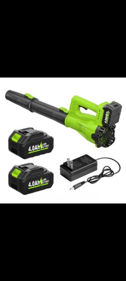 Leaf Blower 180MPH, 650 CFM,  Powerful Airflow with an axial flow motor for stronger, quieter performance, Comes with 2 batteries and Charger. Brand N